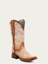 Load image into Gallery viewer, Blue Luminescent Embroidery Straw Square Toe Cowboy Boots
