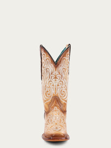 Blue Luminescent Embroidery Straw Square Toe Cowboy Boots