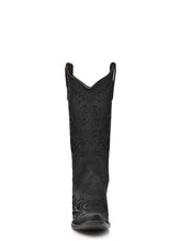 Load image into Gallery viewer, Black Embroidery Snip Toe Cowboy Boots
