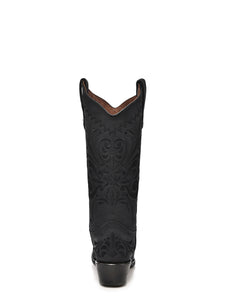 Black Embroidery Snip Toe Cowboy Boots