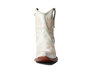 Pearl Embroidery and Zipper Ankle Cowboy Boots