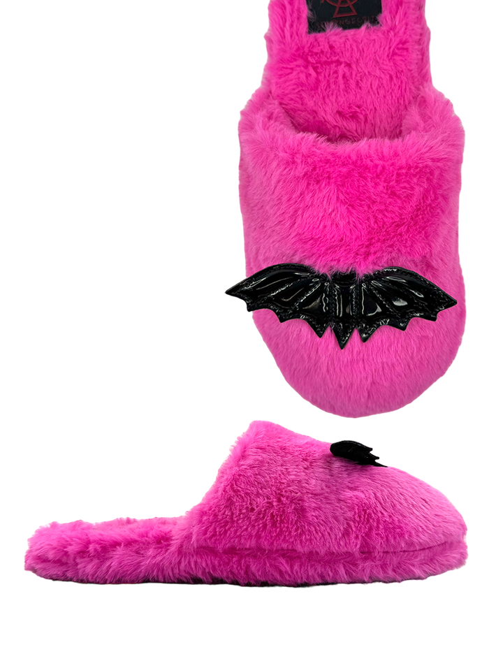 Kreepy Kozy Pink Bat Slippers