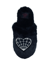 Load image into Gallery viewer, Kreepy Kozy Web Heart Slippers
