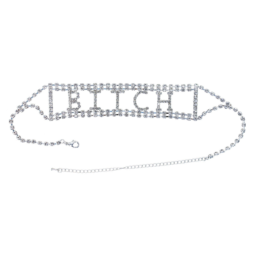 “B*TCH” Rhinestone Choker Necklace