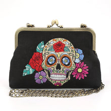 Load image into Gallery viewer, Floral Sugar Skull Kisslock Purse
