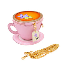Load image into Gallery viewer, Lavender Tea Cup Crossbody Purse
