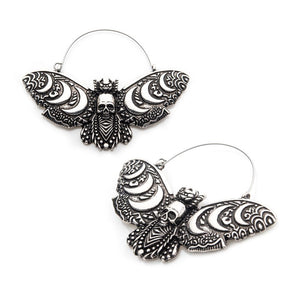 Delicate Death Moth Plug Hoops