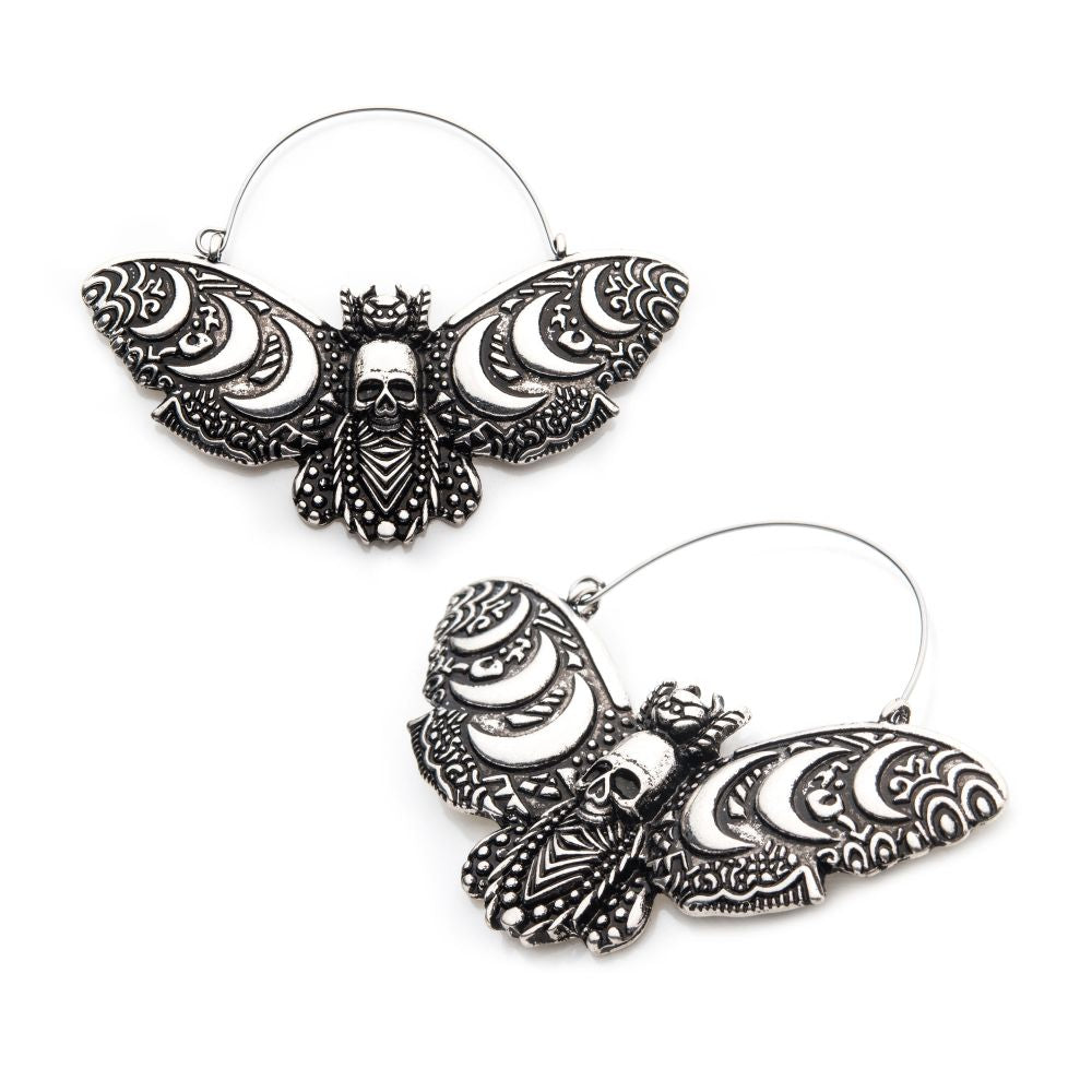 Delicate Death Moth Plug Hoops