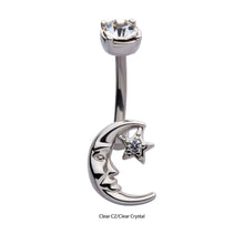 Load image into Gallery viewer, Man In The Moon and Dangling Star Belly Ring
