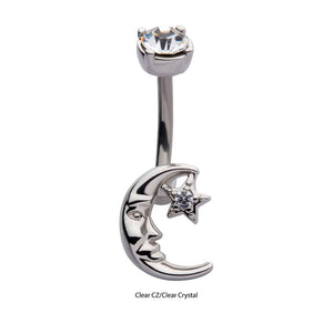 Man In The Moon and Dangling Star Belly Ring