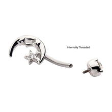 Load image into Gallery viewer, Man In The Moon and Dangling Star Belly Ring
