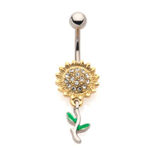 Load image into Gallery viewer, Sunflower Dangle Belly Ring
