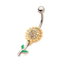 Load image into Gallery viewer, Sunflower Dangle Belly Ring
