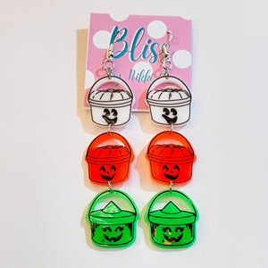 Trick or Treat Buckets Statement Earrings