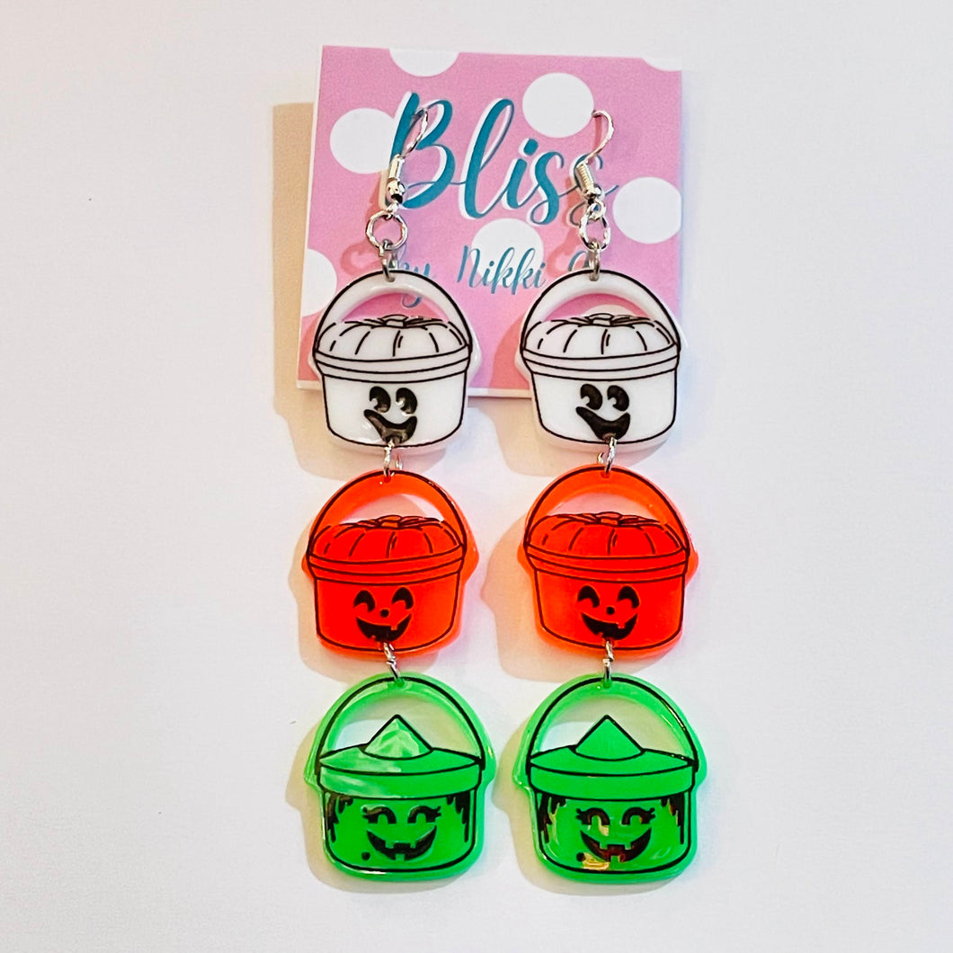 Trick or Treat Buckets Statement Earrings