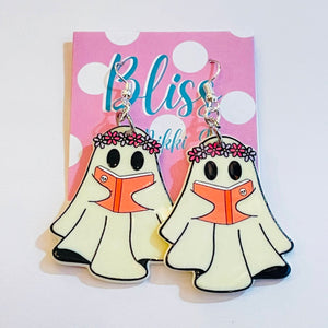 Flower Crown Bookish Ghost Statement Earrings