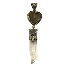 Load image into Gallery viewer, Druzy Heart and Quartz Point Pendant- More Styles Available!
