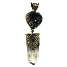 Load image into Gallery viewer, Druzy Heart and Quartz Point Pendant- More Styles Available!
