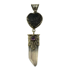 Load image into Gallery viewer, Druzy Heart and Quartz Point Pendant- More Styles Available!

