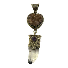 Load image into Gallery viewer, Druzy Heart and Quartz Point Pendant- More Styles Available!
