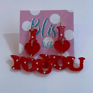 "I Heart You" Acrylic Statement Earrings