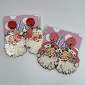 Retro Santa Wooden Statement Earrings- More Styles Available!