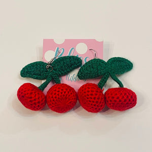 Crochet Cherries Statement Earrings