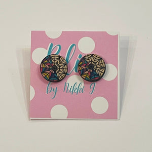 Web Window Wooden Stud Earrings