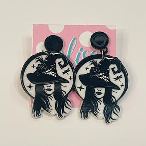 Floral Hat Witch Statement Earrings