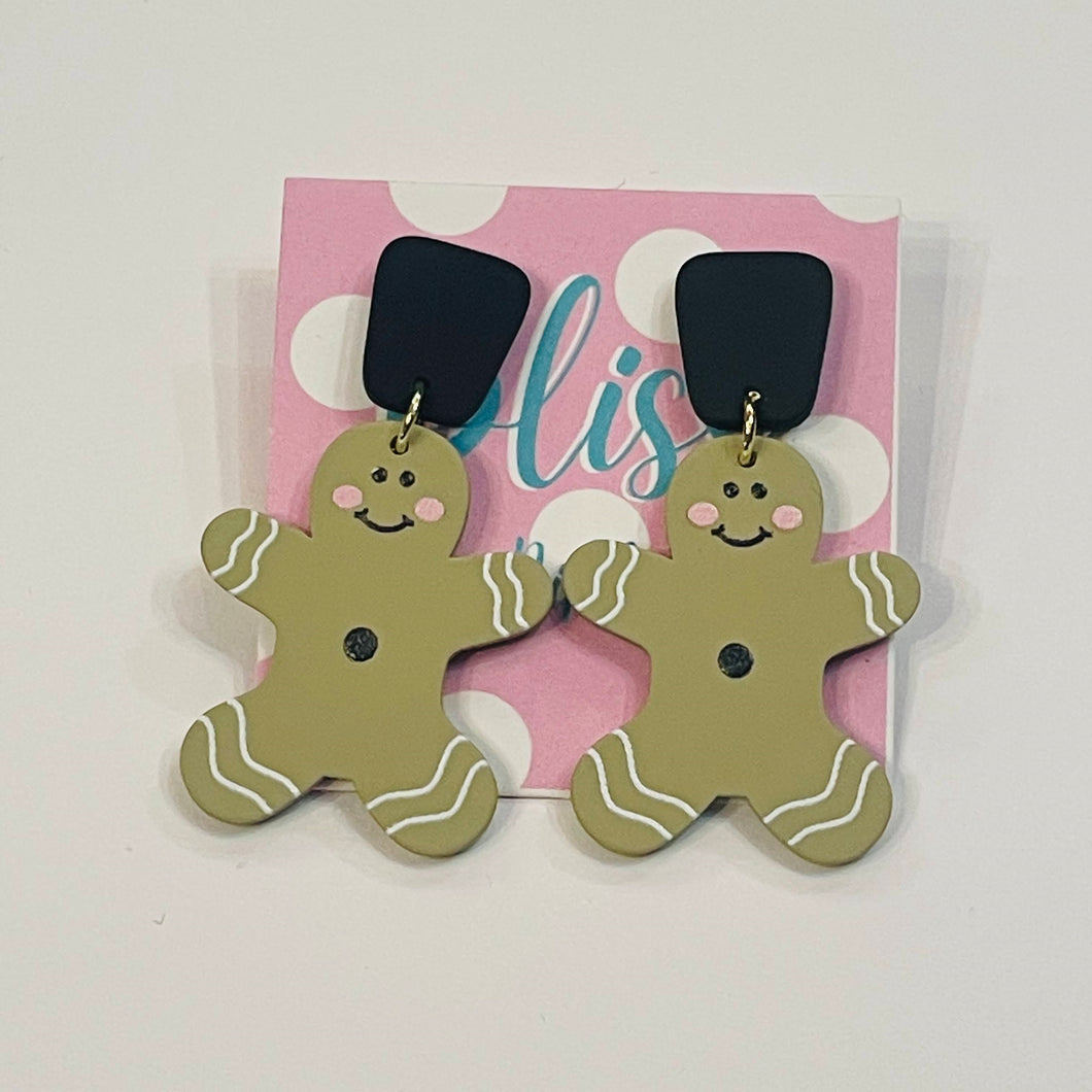 Gingerbread Clay Man Statement Earrings