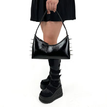 Load image into Gallery viewer, Spiked Out For A Walk Black Convertible Shoulder Purse
