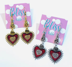 Sacred Heart and Eye Dangling Statement Earrings- More Styles Available!