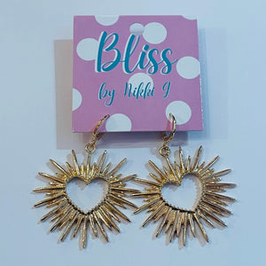 Gold Spiked Heart Statement Earrings