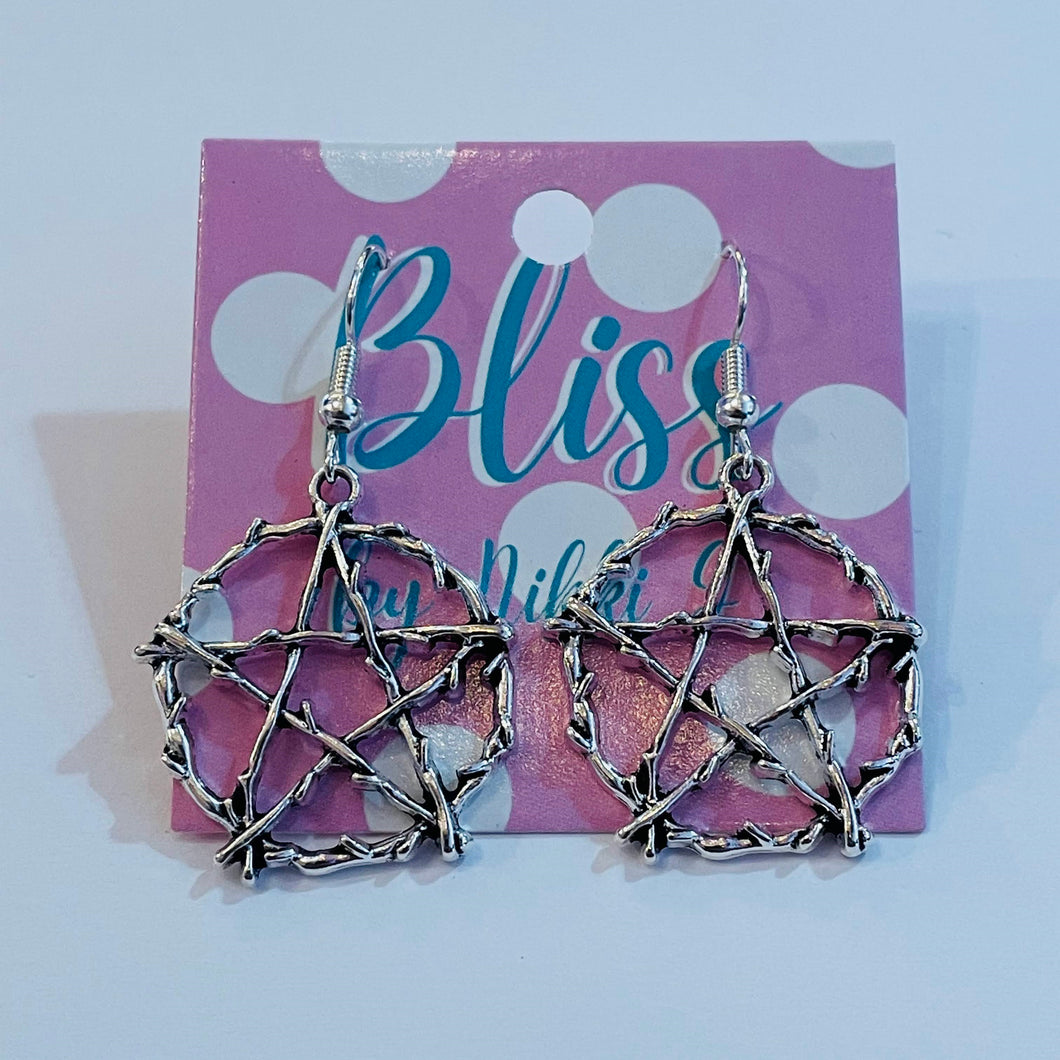 Stick Pentagram Charm Earrings