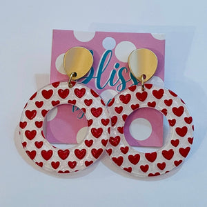 Heart Disks Acrylic Statement Earrings