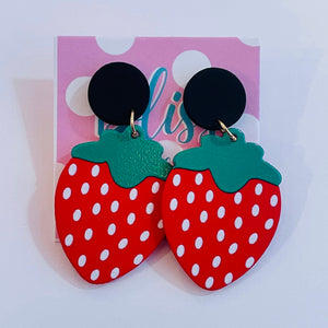 Sweet Seeded Strawberry Acrylic Statement Earrings