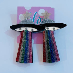 Rainbow Abduction Acrylic Statement Earrings