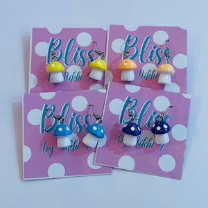 Bitsy Mushroom Earrings- More Colors Available!