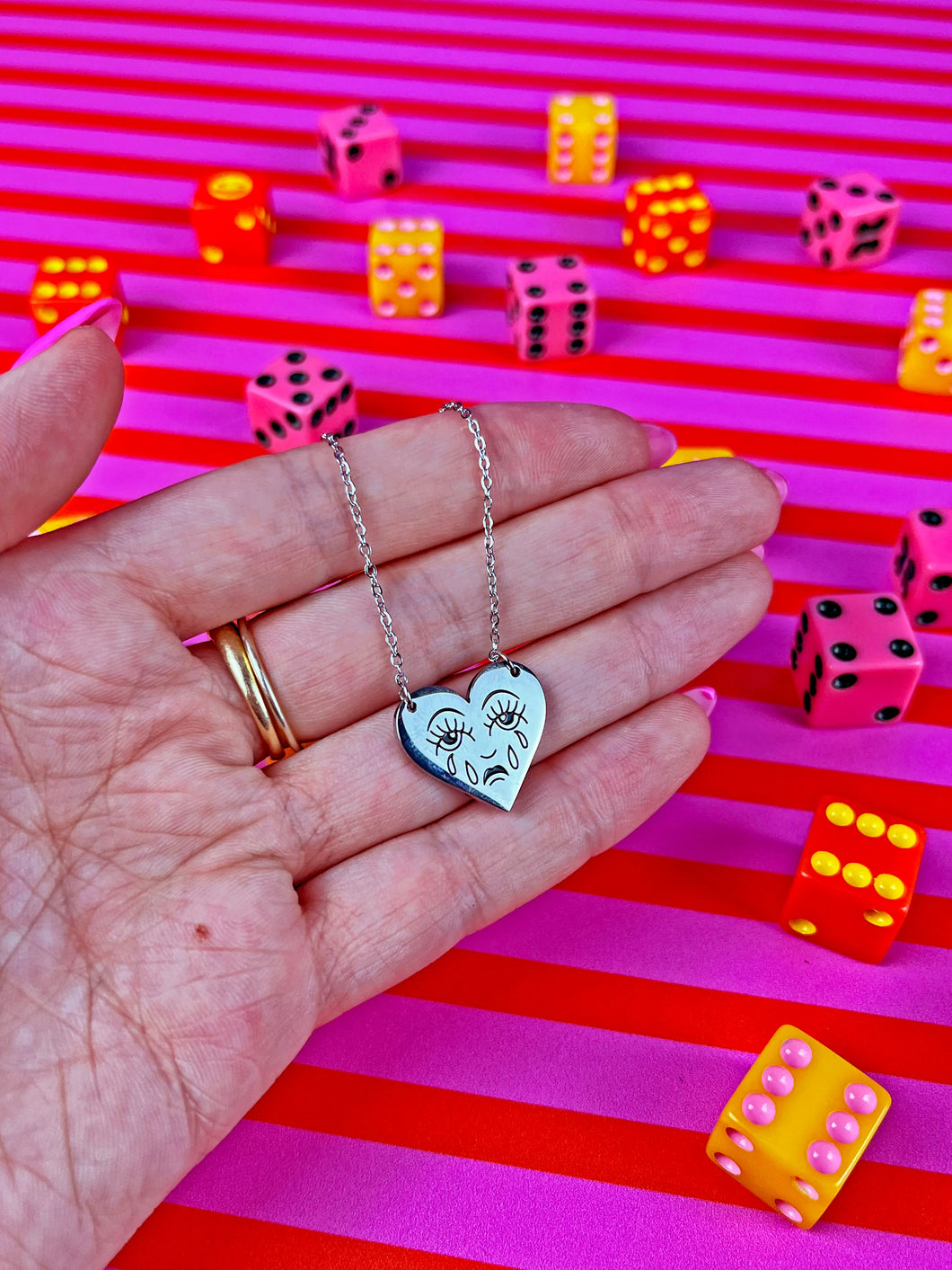 Crying Heart Silver Necklace