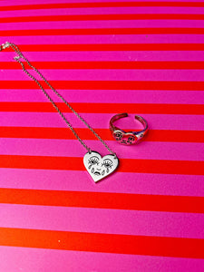 Crying Heart Silver Necklace