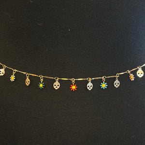 Mini Skulls amd Flowers Waist Chain Belt