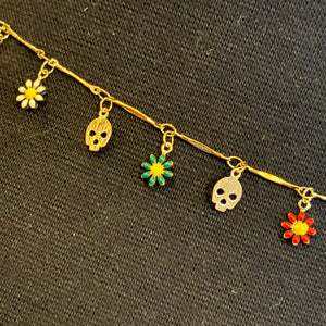 Mini Skulls amd Flowers Waist Chain Belt