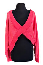 Load image into Gallery viewer, Pink Oversize V-Neck Cut Out Rib Band Sweater
