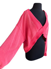 Load image into Gallery viewer, Pink Oversize V-Neck Cut Out Rib Band Sweater
