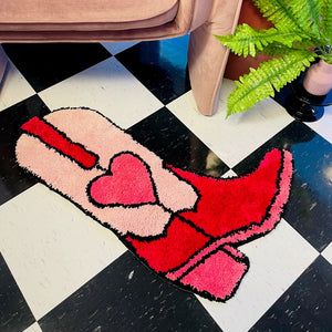 Pink Western Cowboy Boot Rug