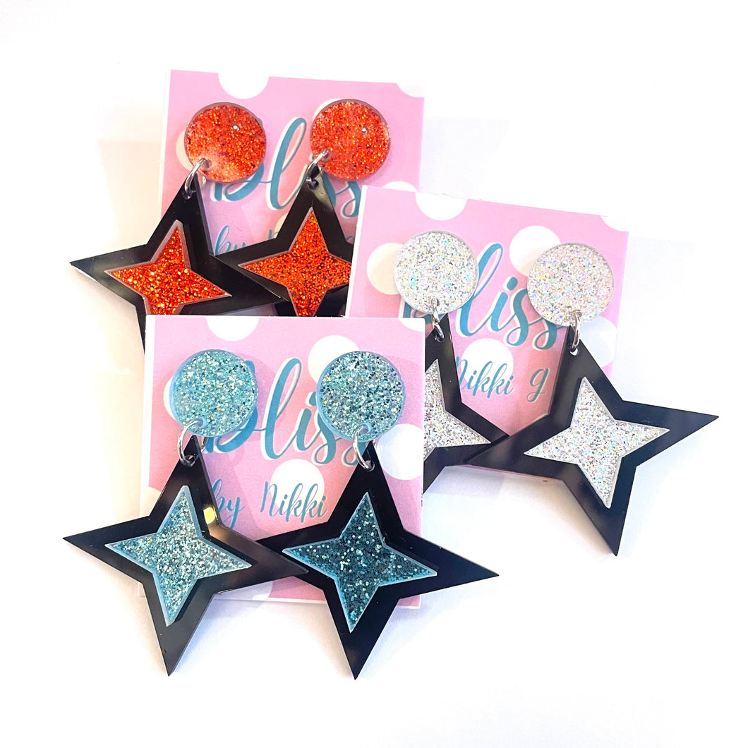 Retro Glitter Starburst Acrylic Statement Earrings- More Styles Available!