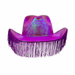 Purple Metallic Cowbow Hat with Fringe