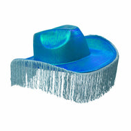 Turquoise Metallic Cowbow Hat with Fringe