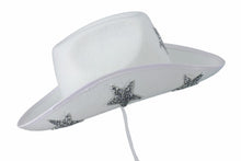 Load image into Gallery viewer, White Cowboy Hat with Stars and Rhinestone Chain
