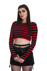 Red and Black Striped Cropped Jumper